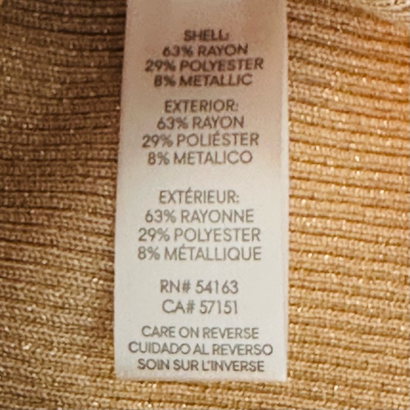 NWT Calvin Klein Rib Knit Tops Metallic Sweater turtleneck  XS Gold - Picture 8 of 10